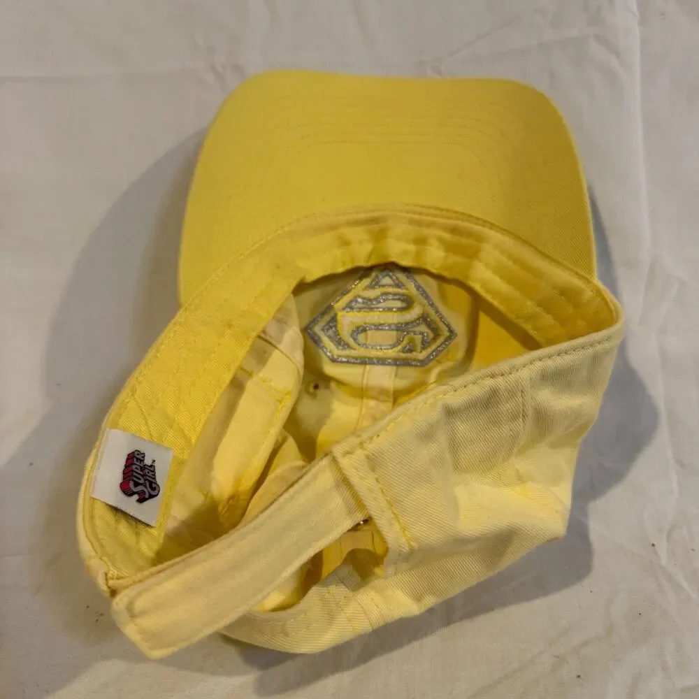 DC Comics Supergirl Hat Yellow Cargo Pocket Anoma Shield Cap AS IS FLAWED Stain